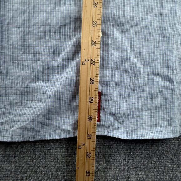 Quiksilver Rayon Polyester Check Short Sleeve Large Point Blue Pocket Mens Shirt - Picture 4 of 16